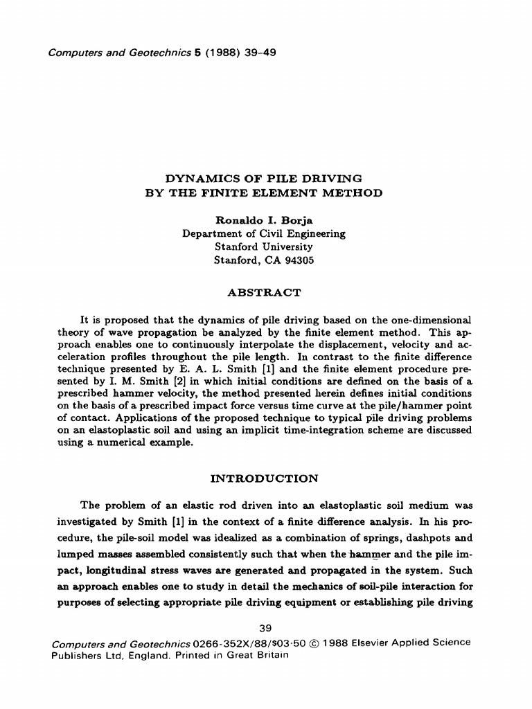 Finite Element Analysis of Pile Driving | PDF | Numerical Analysis ...
