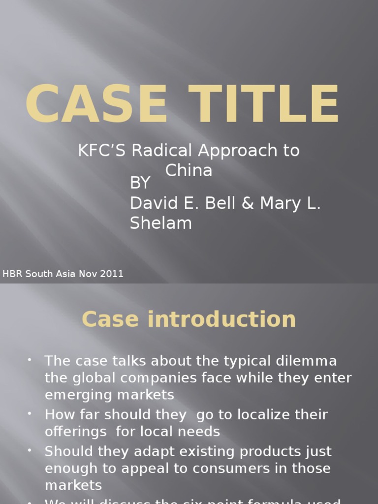 KFC's Localization Strategy in China | PDF | Fast Food | Supply Chain