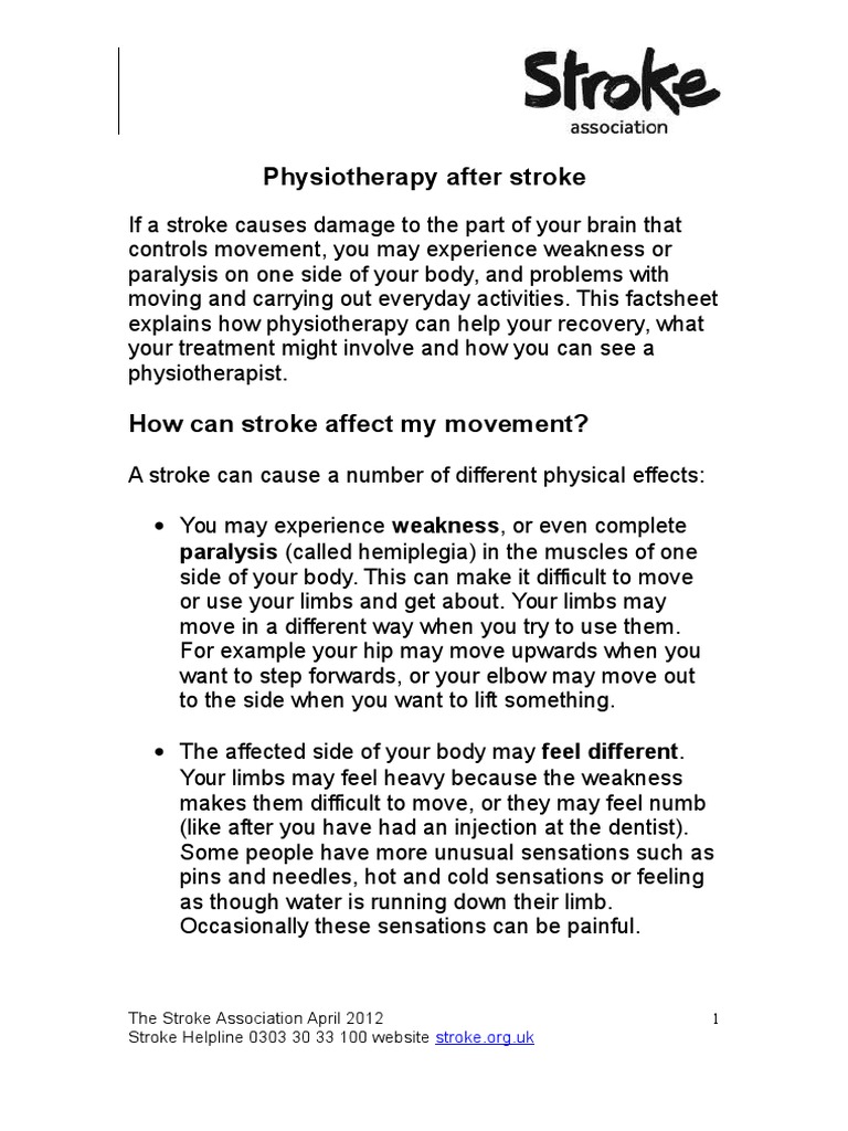 F16 Physiotherapy After Stroke - 0 | PDF | Physical Therapy | Stroke