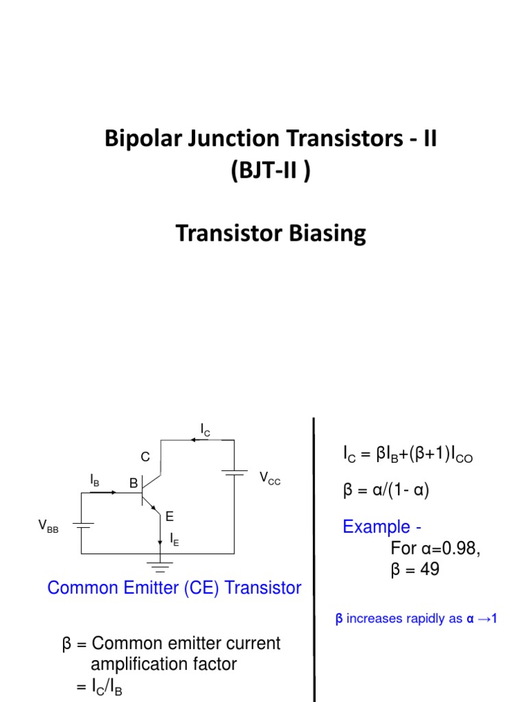 Bipolar Junction Transistors II (BJTII) Transistor Biasing PDF