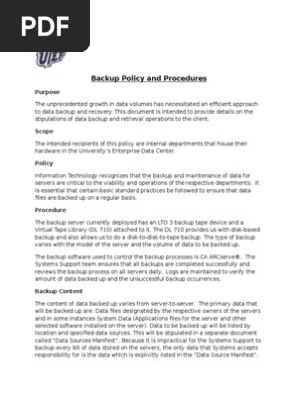 Backup Policy and Procedure Ver 4