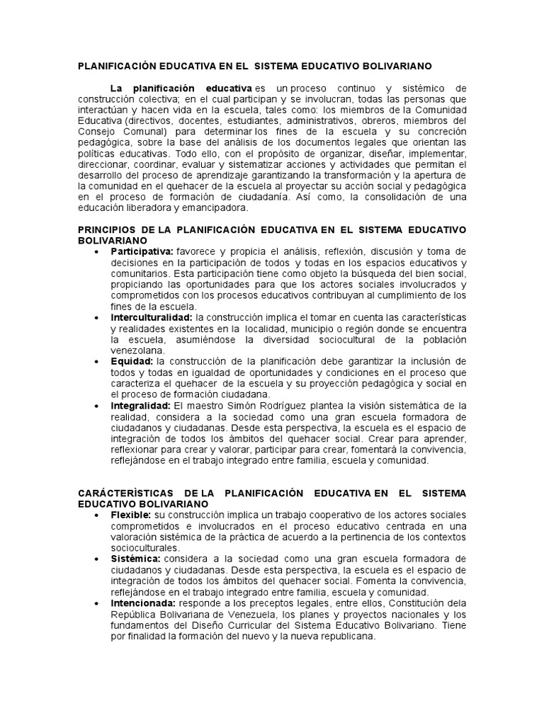 Planificación Educativa en El | PDF
