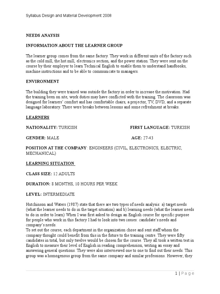 Syllabus Design and Material Development 2008 PDF English As A