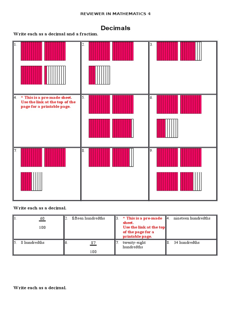 Reviewer in Mathematics 4 | Decimal | Notation
