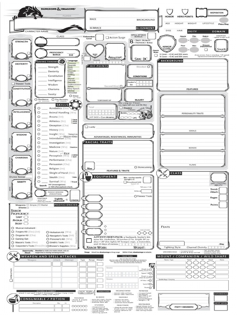 Ben's Alternate DND 5e Character Sheet PDF