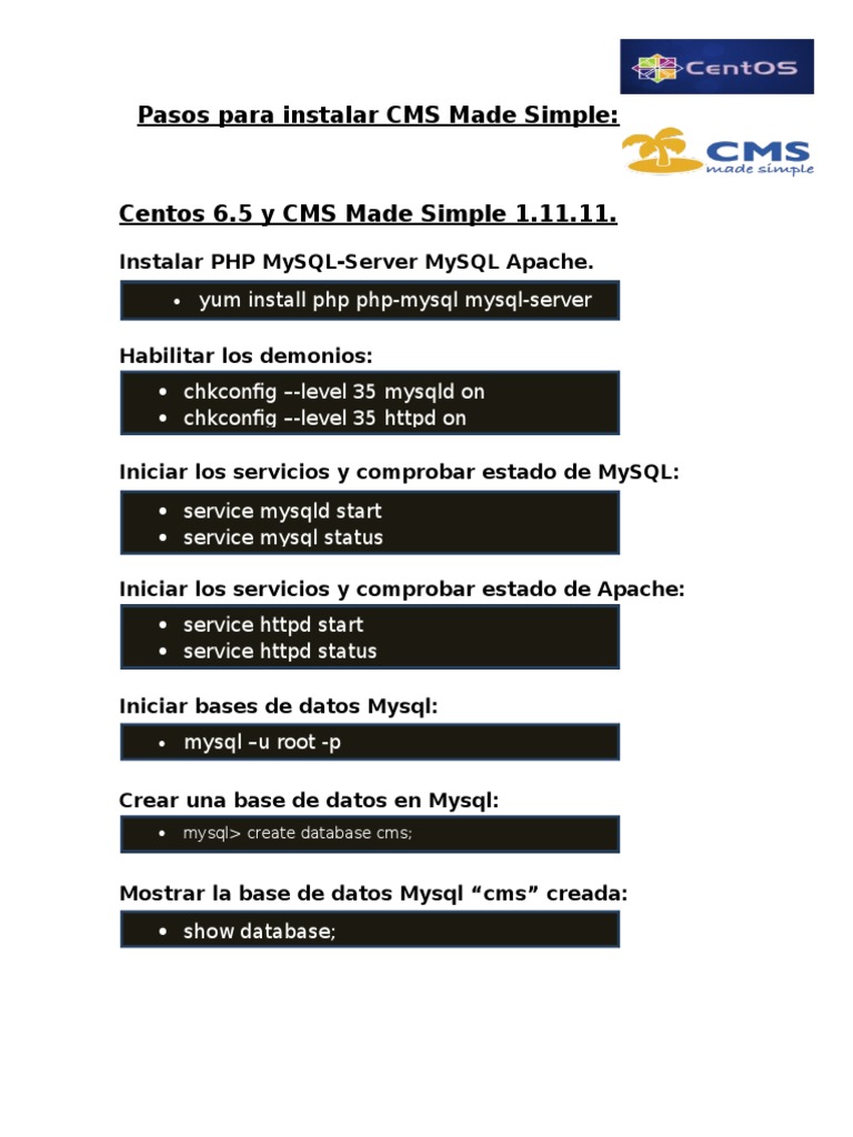 Guía de instalación de CMS Made Simple | PDF | Servidor HTTP Apache ...