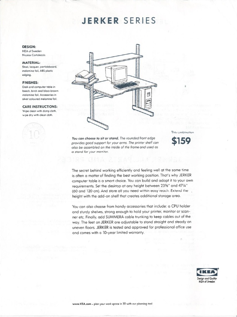 Ikea Jerker Series v2 "Parts and Prices" Desk Equipment