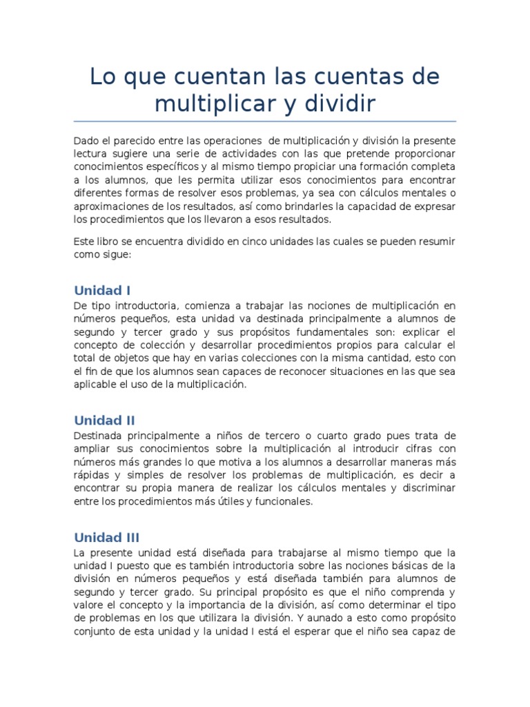 Lo Que Cuentan Las Cuentas de Multiplicar y Dividir | Multiplicación