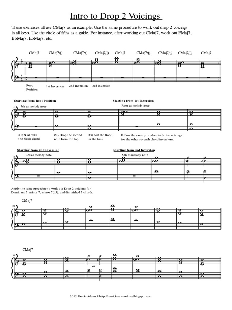 Drop 2 Piano Voicings | Chord (Music) | Melody