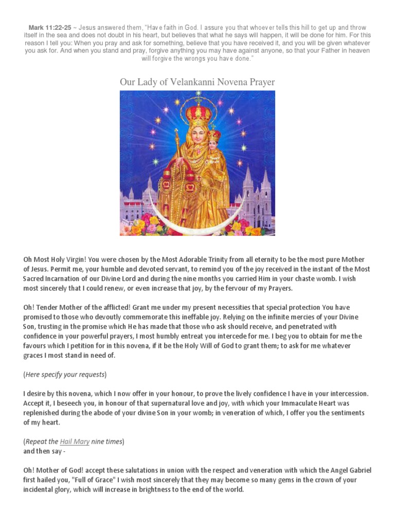 Our Lady of Velankanni Novena Prayer.pdf Prayer Mary, Mother Of Jesus