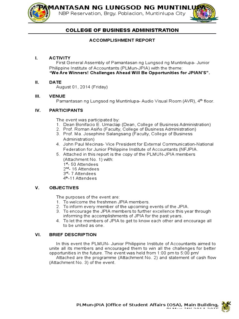 PLMun-JPIA 2014 General Assembly Report | PDF | Business | Accounting ...