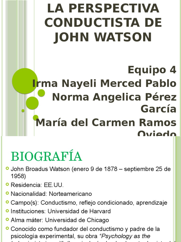 Perspectiva Conductista de John Watson | PDF | Las emociones ...