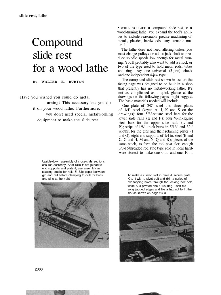 Compound Slide Wood Lathe | PDF | Screw | Nut (Hardware)