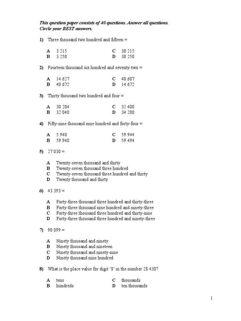 This Question Paper Consists of 40 Questions. Answer All Questions ...