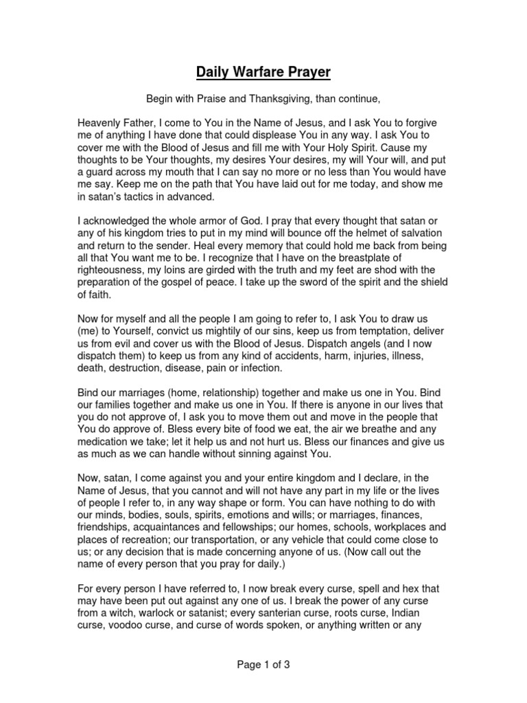 Daily Warfare Prayer PDF Religious Belief And Doctrine Religious