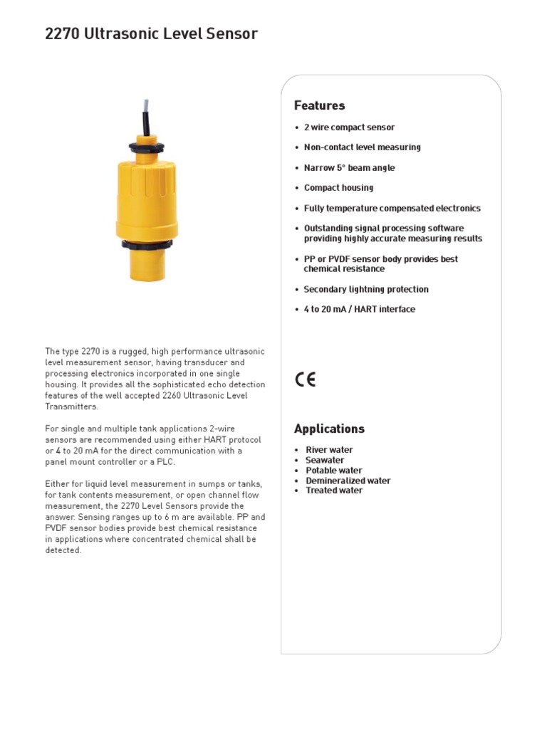 2270 Ultrasonic Level Sensor Overview | PDF | Ultrasound | Electromagnetism