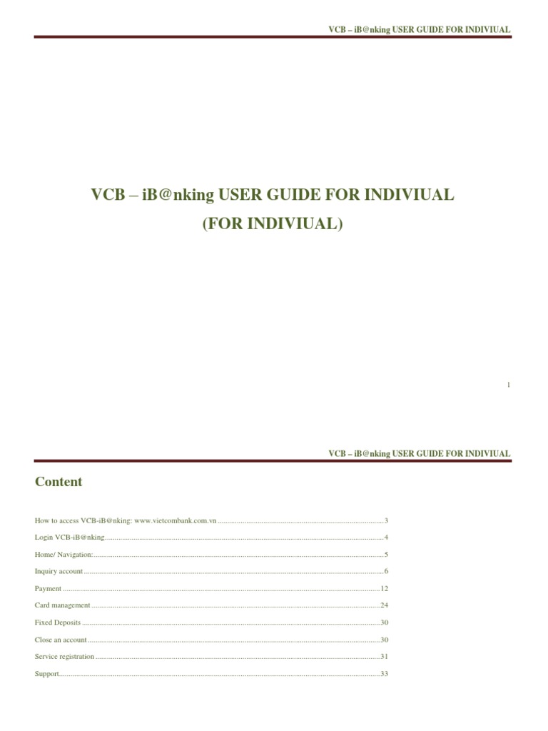 VCB-ib@nking User Guide PDF | PDF | Payments | Debit Card
