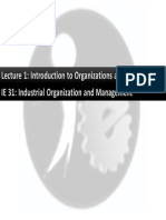 IE 31: Industrial Organization and Management Lecture 1: Introduction To Organizations and Management