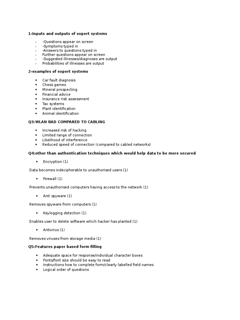1-Inputs and Outputs of Expert Systems | PDF