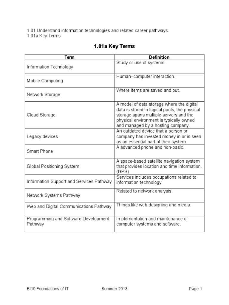 Information Technology Careers Overview | PDF