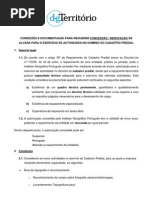 Requisitos Licenciamento da Atividade no Domínio do Cadastro Predial