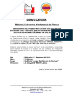 Convocatoria Conferencia de Prensa para este 20.01.15