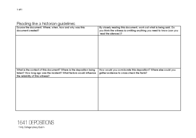 Reading Like A Historian - Guiding Questions | PDF