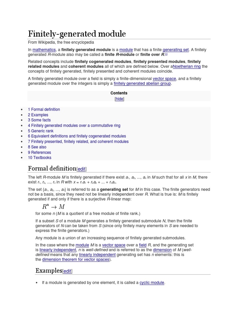Fg Module Module Mathematics Ring Mathematics