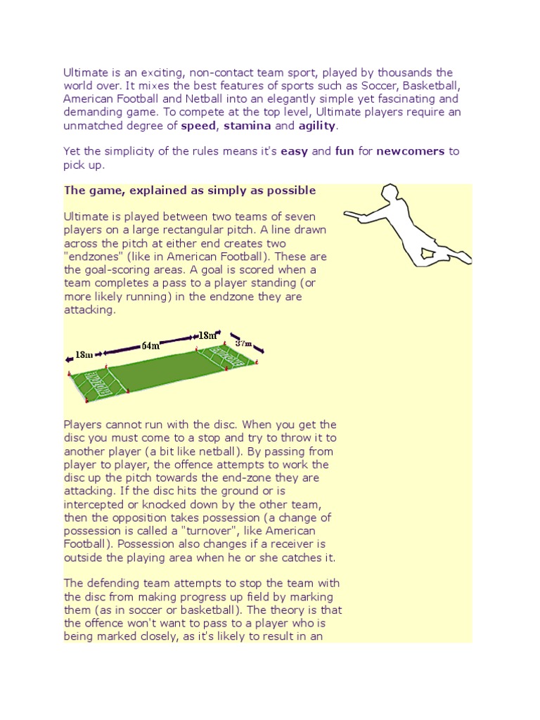 ultimate frisbee worksheet | Gaming | Sports Rules And Regulations