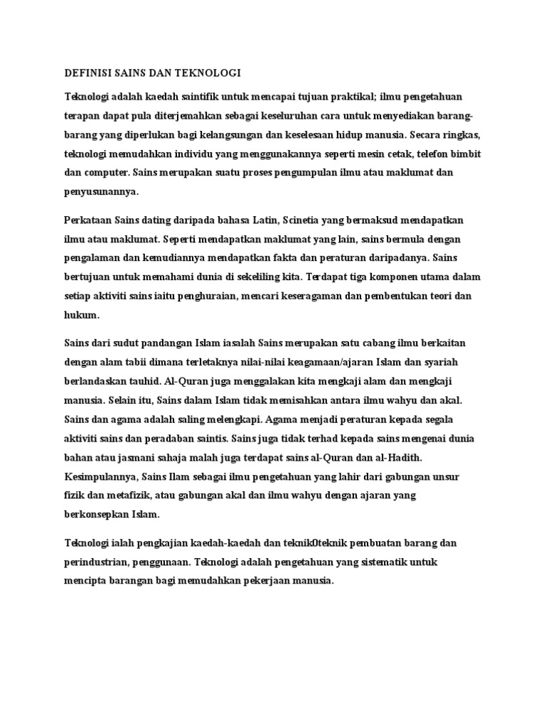 Definisi Sains Dan Teknologi Pdf