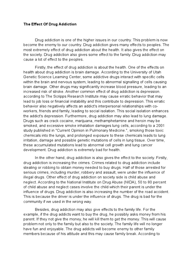 Scholarship essay: Illegal drugs essay