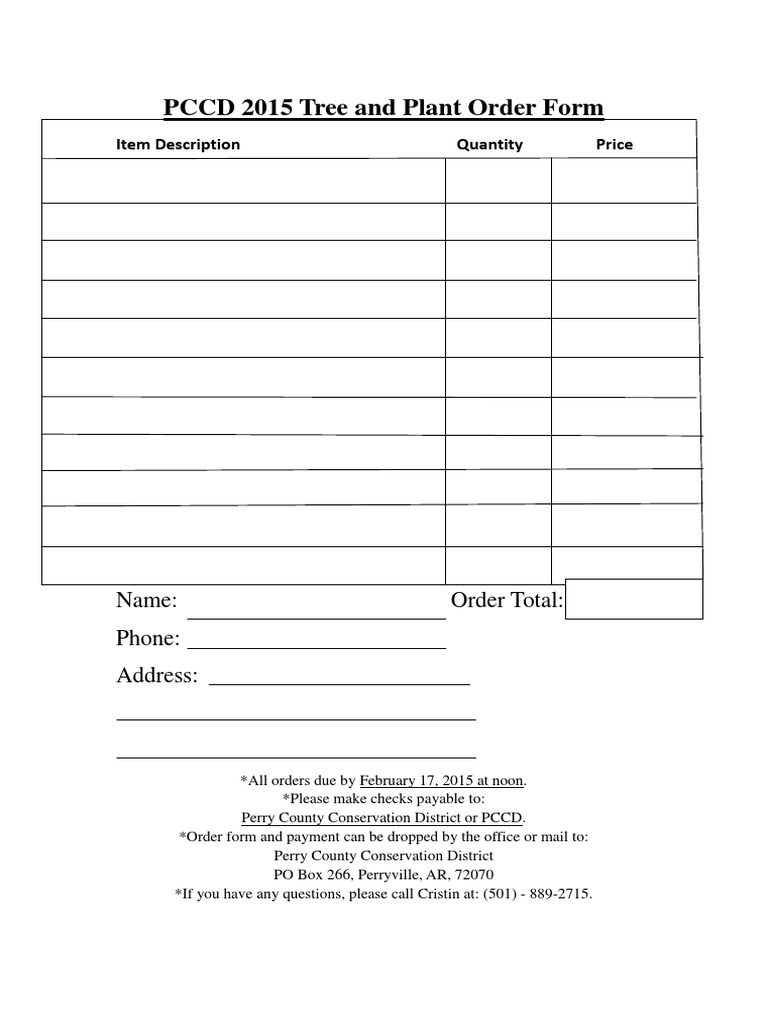 PCCD 2015 Tree & Plant Order Form | PDF