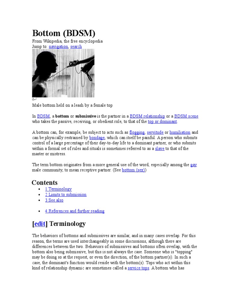 Bottom | PDF | Dominance And Submission | Bdsm