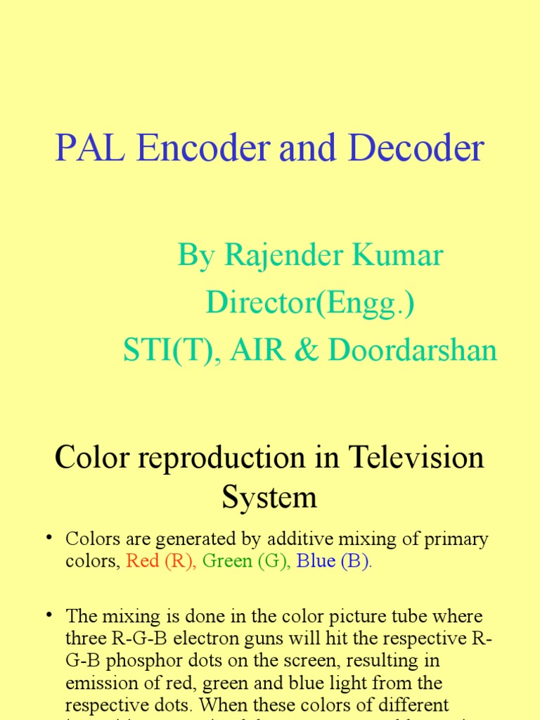 PAL Encoder and Decoder Overview | PDF | Rgb Color Model | Video