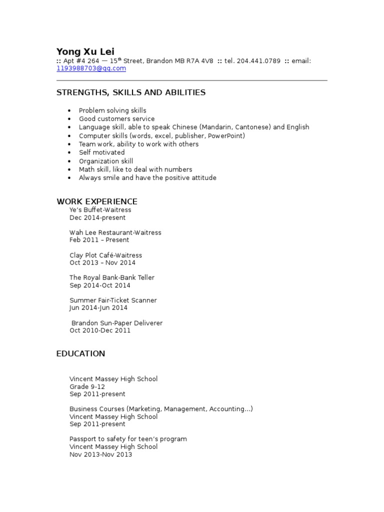 Yong Xu Lei - Skills & Experience Summary | PDF | Career & Growth