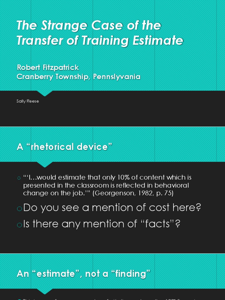 Transfer of Training Estimates Explained | PDF