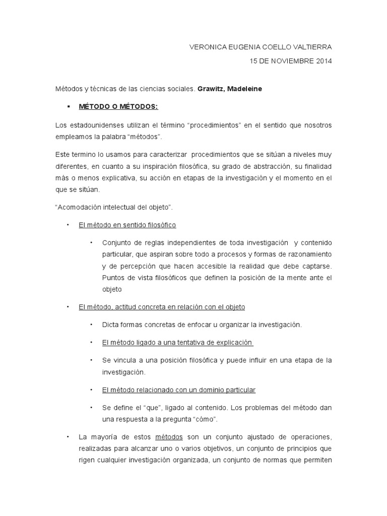 Métodos y Técnicas de Las Ciencias Sociales GRAWITZ