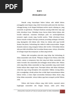 Hukum Adat Di Era Modern