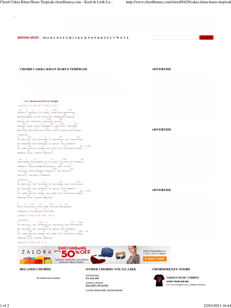 Chord Cakra Khan Harus Terpisah Chordfrenzy Com Kord Lirik Lagu Indonesia Pdf