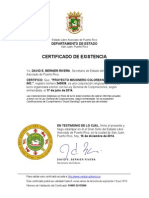 Certificado de Existencia (ESPAÑOL)