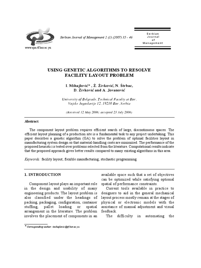 Using Genetic Algorithms To Resolve Facility Layout Problem | PDF ...
