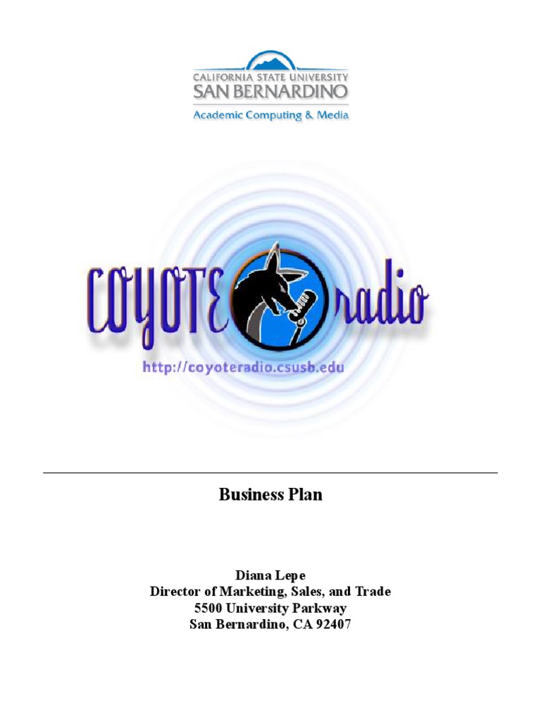 sample business plan for community radio station