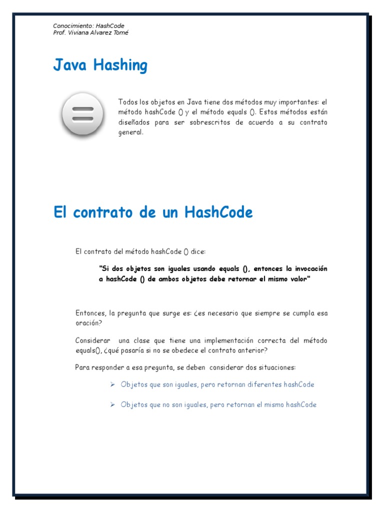 Guía sobre el método hashCode en Java | PDF | Java (lenguaje de ...