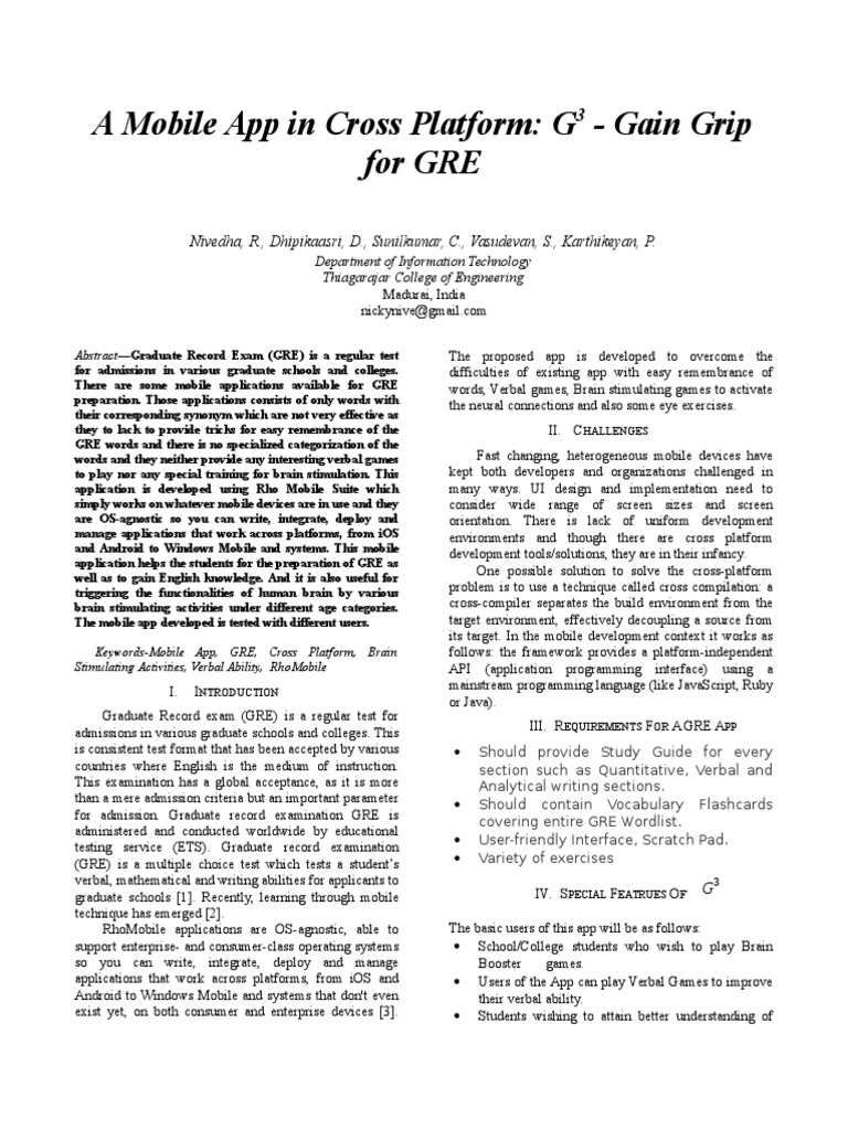 Cross Platform Mobile Application Dveleopment | PDF | Graduate Record ...