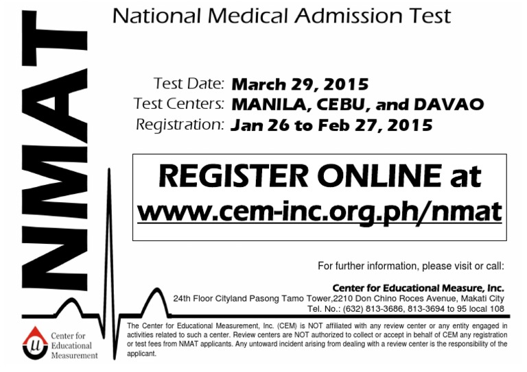 National Medical Admission Test 2015 PDF