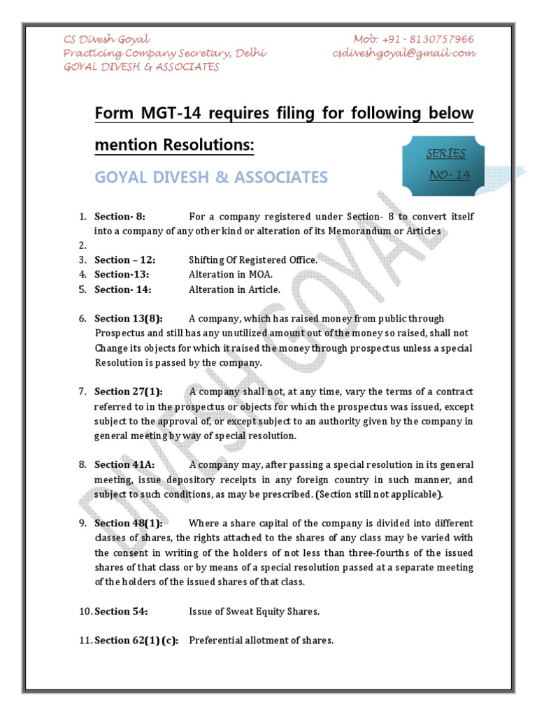 MGT-14 Filing Requirements Overview | PDF | Board Of Directors ...
