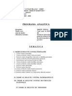 Programa Analitica Drept Penal Special