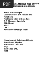 Relational Models and Entity Relationship (Er) Model