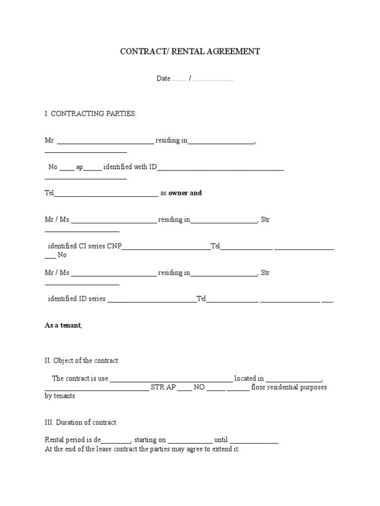 30 Day Rental Agreement Template