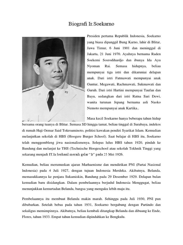 Biografi Ir Soekarno Singkat